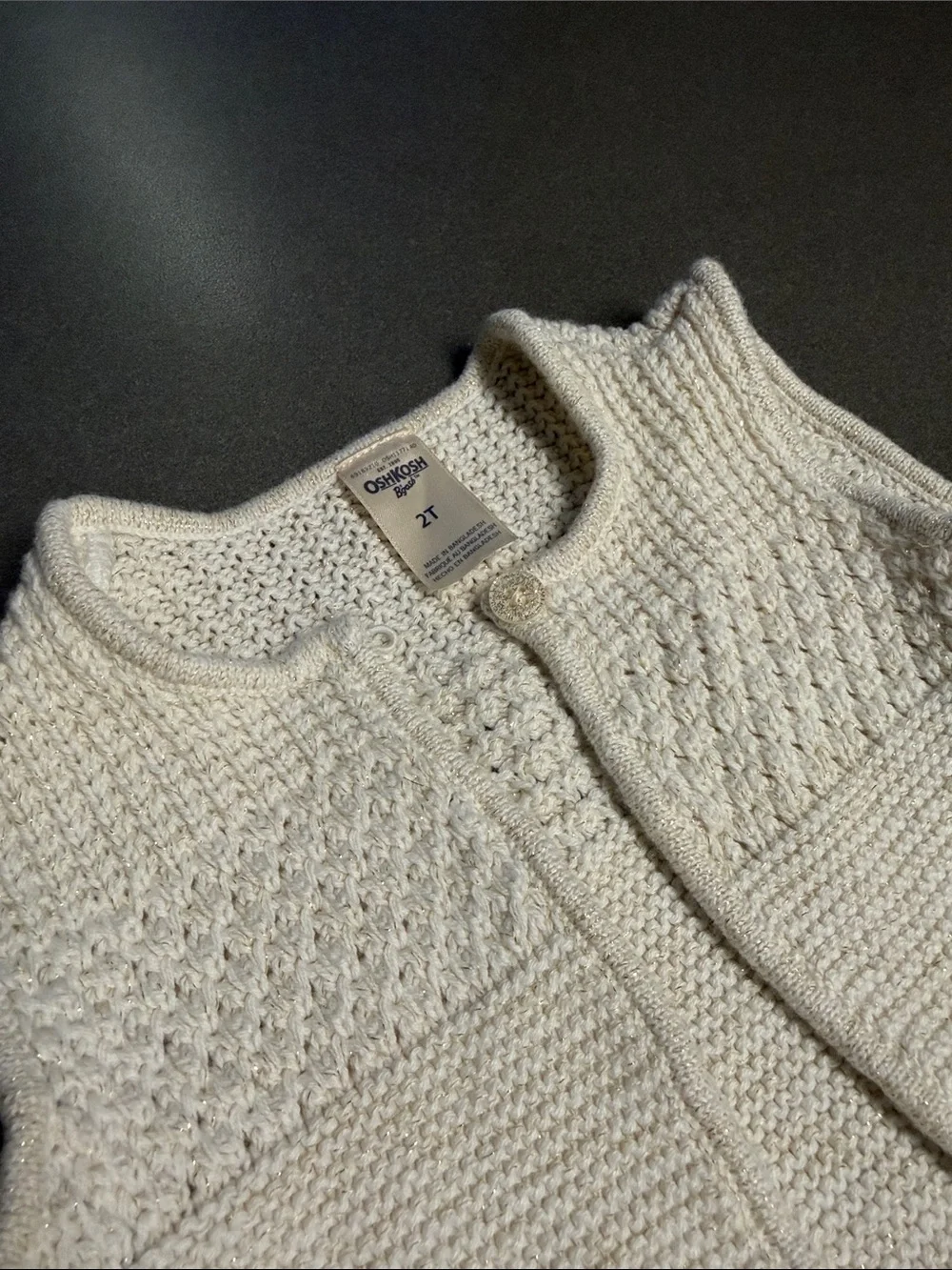 OshKosh B’gosh Toddler Girls 2T Cream Ivory Knit Sweater Vest